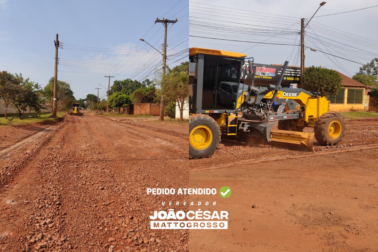 You are currently viewing Chama o João: população pediu e patrolamento chegou à rua do bairro Pioneiros